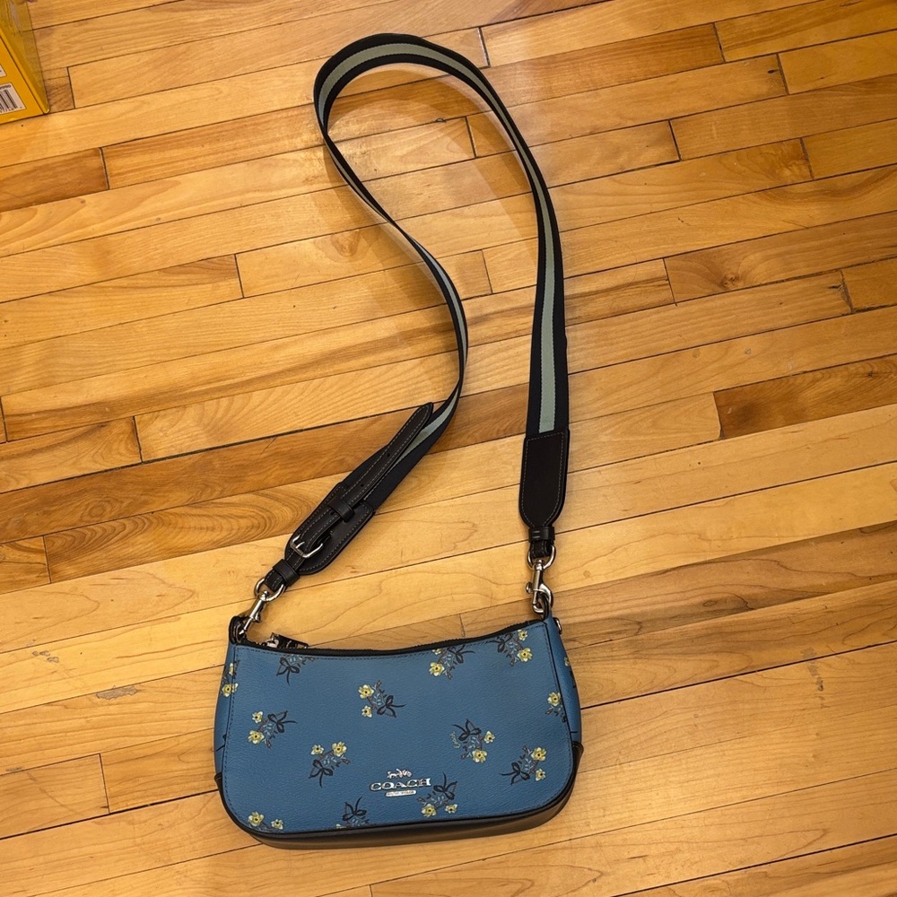 Coach Teal and Yellow Floral Crossbody Bag - Picture 1 of 10